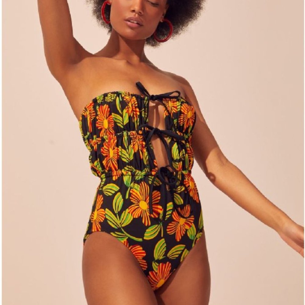 Solid and Striped One Piece Bathing Suit